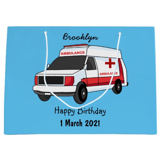 Cute red ambulance van cartoon groot cadeauzakje (Voorkant)