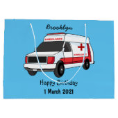 Cute red ambulance van cartoon groot cadeauzakje (Achterkant)