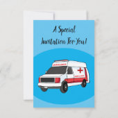 Cute red ambulance van cartoon kaart (Achterkant)