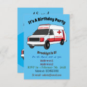 Cute red ambulance van cartoon kaart (Voorkant / Achterkant)