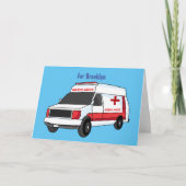 Cute red ambulance van cartoon kaart (Voorkant)