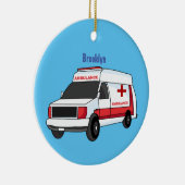 Cute red ambulance van cartoon keramisch ornament (Rechts)