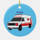 Cute red ambulance van cartoon keramisch ornament (Achterkant)
