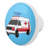 Cute red ambulance van cartoon keramische knop (Rechts)