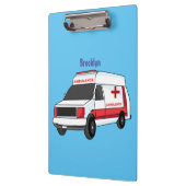 Cute red ambulance van cartoon klembord (Links)