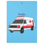 Cute red ambulance van cartoon klembord (Achterkant)