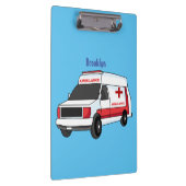 Cute red ambulance van cartoon klembord (Rechts)