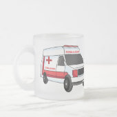 Cute red ambulance van cartoon matglas koffiemok (Links)