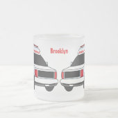 Cute red ambulance van cartoon matglas koffiemok (Center)