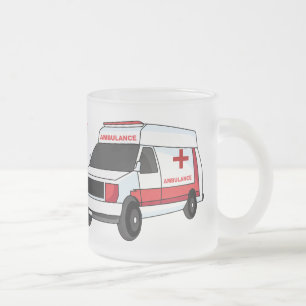 Cute red ambulance van cartoon matglas koffiemok