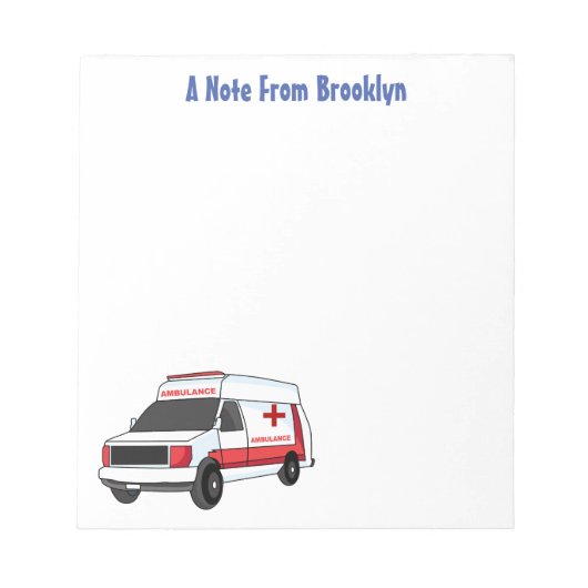Cute red ambulance van cartoon notitieblok (Voorkant)