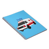Cute red ambulance van cartoon notitieboek (Rechterzijde)