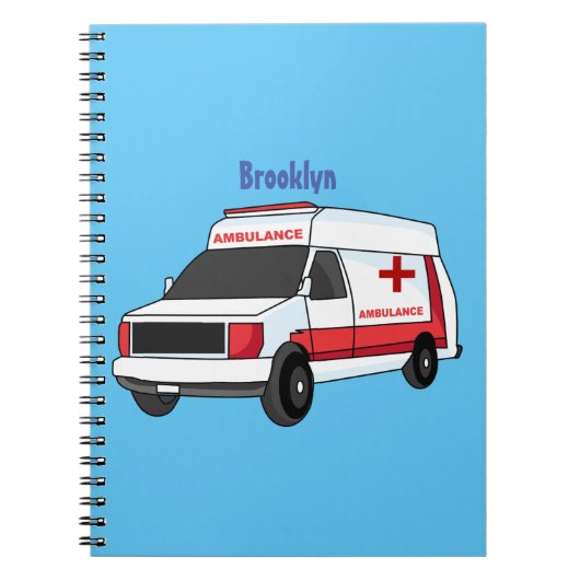 Cute red ambulance van cartoon notitieboek (Voorkant)