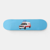 Cute red ambulance van cartoon persoonlijk skateboard (Horizontaal)