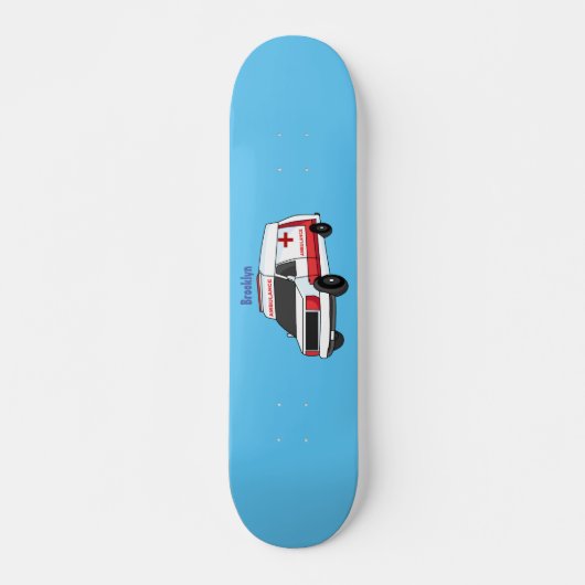 Cute red ambulance van cartoon persoonlijk skateboard (Voorkant)
