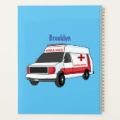 Cute red ambulance van cartoon planner (Achterkant)