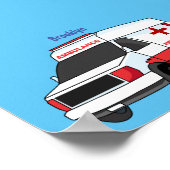 Cute red ambulance van cartoon poster (Hoek)