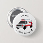 Cute red ambulance van cartoon ronde button 5,7 cm (Voorkant /achterkant)