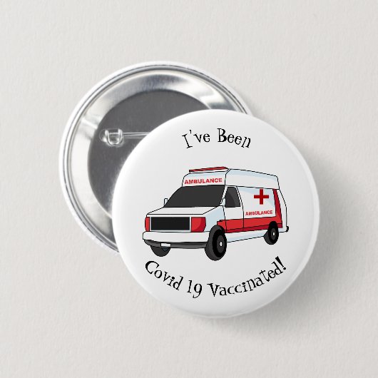 Cute red ambulance van cartoon ronde button 5,7 cm (Voorkant /achterkant)