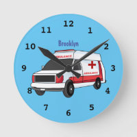 Cute red ambulance van cartoon