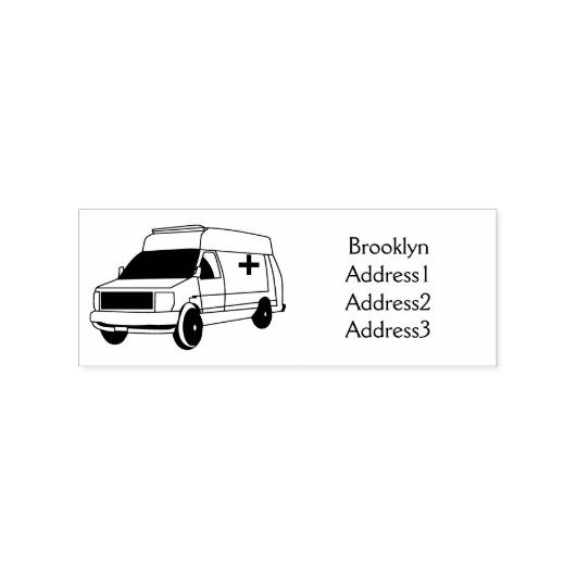 Cute red ambulance van cartoon rubberstempel (Afrduk)