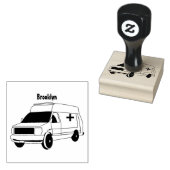 Cute red ambulance van cartoon rubberstempel (Gestempeld)