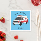 Cute red ambulance van cartoon servet (Insitu)