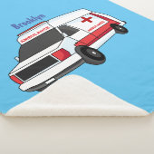 Cute red ambulance van cartoon sherpa deken (3/4)