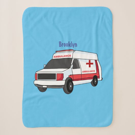 Cute red ambulance van cartoon sherpa deken (Voorkant)