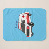 Cute red ambulance van cartoon sherpa deken (Voorkant (horizontaal))