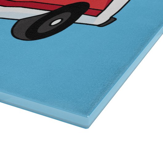 Cute red ambulance van cartoon snijplank (Hoek)