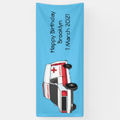 Cute red ambulance van cartoon spandoek (Verticaal)