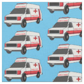 Cute red ambulance van cartoon stof (Close Up)
