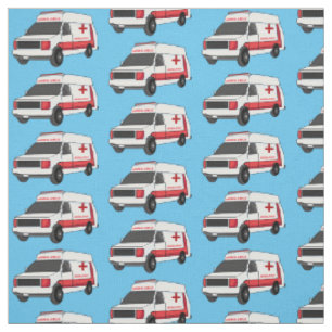 Cute red ambulance van cartoon stof