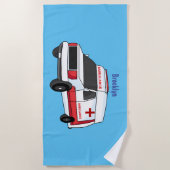 Cute red ambulance van cartoon strandlaken (Voorkant)
