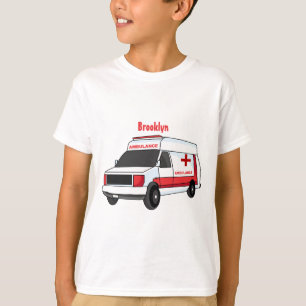 Cute red ambulance van cartoon t-shirt