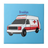 Cute red ambulance van cartoon tegeltje (Voorkant)