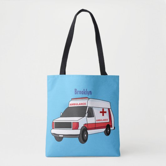 Cute red ambulance van cartoon tote bag (Voorkant)