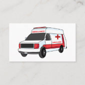 Cute red ambulance van cartoon visitekaartje (Achterkant)