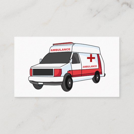 Cute red ambulance van cartoon visitekaartje (Achterkant)