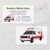 Cute red ambulance van cartoon visitekaartje (Voorkant / Achterkant)