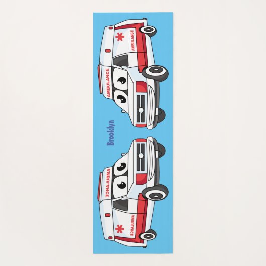 Cute red ambulance van cartoon yogamat (Achterkant)