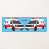 Cute red ambulance van cartoon yogamat (Voorkant (horizontaal))