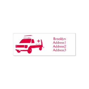 Cute red ambulance van cartoon  zelfinktende stempel