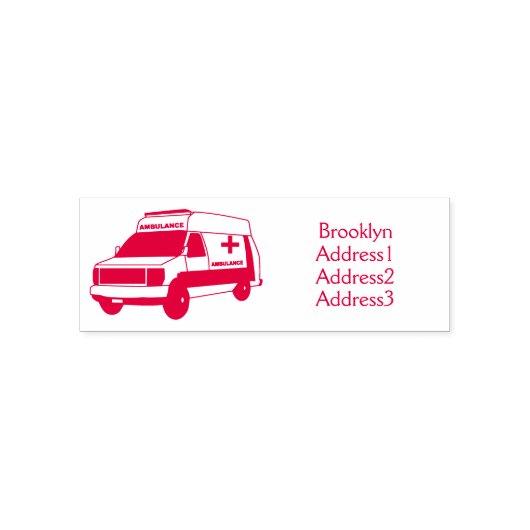 Cute red ambulance van cartoon zelfinktende stempel (Design)
