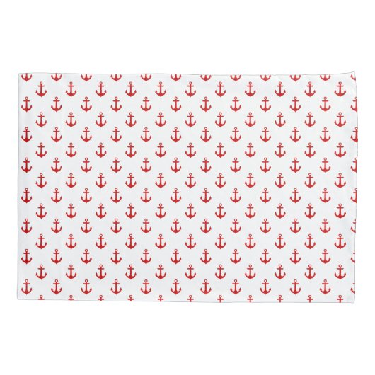 Cute Red Anchors Pattern Kussensloop (Achterkant)