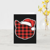 Cute Red And Black Buffalo Plaid Cat Christmas San Kaart (Gele Bloem)