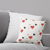 Cute Red and Black Polka Dot Hearts Throw Pillow Kussen