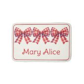 Cute Red and Cream Gingham Bow Badmat (Voorkant)