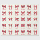 Cute Red and Cream Gingham Bow Cadeaupapier (Vlak)